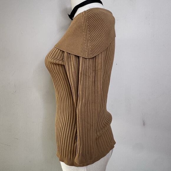 Vintage 90s Y2K Off The Shoulder Ribbed Chunky Knit Whimsigoth Top Indie Scene M - Picture 2 of 6